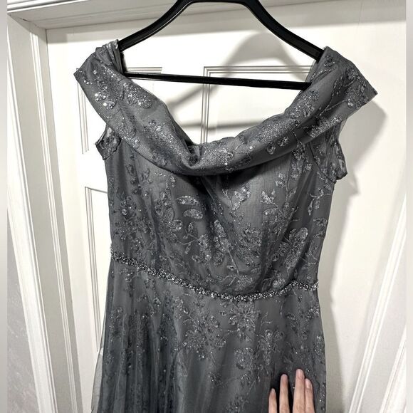 Jade Couture Mother of the Bride Dress. NEVER WORN. Iron Grey. Size 10 - Picture 4 of 16